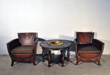 Otto Schulz lounge chairs and table with original leather, Sweden 1930s