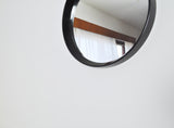 Danish Round Mirror with Leather Strap, 1980s