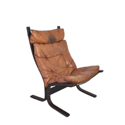 Classic Siesta lounge chair with cognac brown leather by Ingmar Relling, 1960s