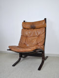 Classic Siesta lounge chair with cognac brown leather by Ingmar Relling, 1960s