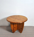 Scandinavian Round Side Table in Pinewood, 1970s
