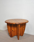 Scandinavian Round Side Table in Pinewood, 1970s