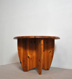 Scandinavian Round Side Table in Pinewood, 1970s