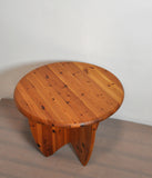 Scandinavian Round Side Table in Pinewood, 1970s