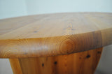 Scandinavian Round Side Table in Pinewood, 1970s