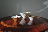 Bowls of white porcelain, partially gilded by Violise Lunn for Royal Copenhagen