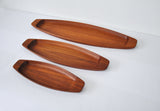 Three Solid Teak Trays by Skjøde Skjern, Denmark, 1960s