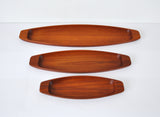 Three Solid Teak Trays by Skjøde Skjern, Denmark, 1960s