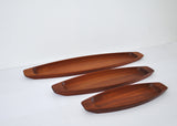 Three Solid Teak Trays by Skjøde Skjern, Denmark, 1960s