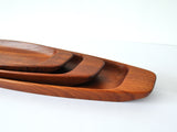 Three Solid Teak Trays by Skjøde Skjern, Denmark, 1960s