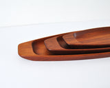 Three Solid Teak Trays by Skjøde Skjern, Denmark, 1960s