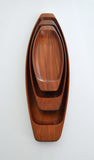 Three Solid Teak Trays by Skjøde Skjern, Denmark, 1960s