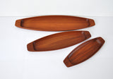 Three Solid Teak Trays by Skjøde Skjern, Denmark, 1960s