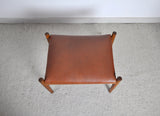 Danish Modern Oak and Leather Ottoman by Spøttrup Møbelfabrik