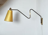 Danish Swing Arm Brass Wall Lamp, 1950s