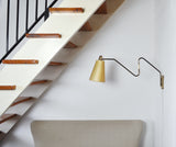 Danish Swing Arm Brass Wall Lamp, 1950s