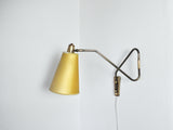 Danish Swing Arm Brass Wall Lamp, 1950s