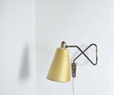 Danish Swing Arm Brass Wall Lamp, 1950s