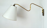 Danish Swing Arm Brass Wall Lamp, 1950s