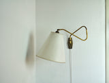 Danish Swing Arm Brass Wall Lamp, 1950s