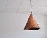 Cone Shaped Handcrafted Copper Pendant from Denmark, 1970s