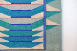 Scandinavian handwoven tapestry - pink, blue and turquoise colors, 1980s