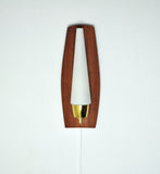 Scandinavian Modern Danish Wall Light in Teak, Brass and Opaline Glass, 1960s