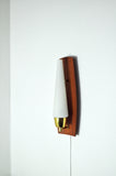 Scandinavian Modern Danish Wall Light in Teak, Brass and Opaline Glass, 1960s