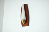 Scandinavian Modern Danish Wall Light in Teak, Brass and Opaline Glass, 1960s