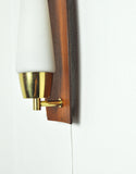 Scandinavian Modern Danish Wall Light in Teak, Brass and Opaline Glass, 1960s