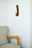 Scandinavian Modern Danish Wall Light in Teak, Brass and Opaline Glass, 1960s