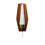 Scandinavian Modern Danish Wall Light in Teak, Brass and Opaline Glass, 1960s