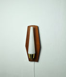 Scandinavian Modern Danish Wall Light in Teak, Brass and Opaline Glass, 1960s