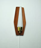 Scandinavian Modern Danish Wall Light in Teak, Brass and Opaline Glass, 1960s