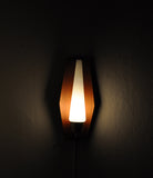 Scandinavian Modern Danish Wall Light in Teak, Brass and Opaline Glass, 1960s