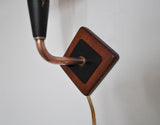 Mid-Century Modern Danish teak and copper wall sconce, 1950s