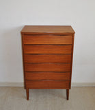 Danish Modern chest of drawers in teak veneer with six drawers