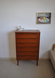 Danish Modern chest of drawers in teak veneer with six drawers