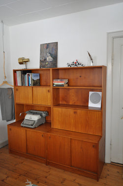 Danish teak racking system with cabinets and shelves