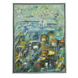 Contemporary Abstract Impressionism painting - The City at the Ocean I