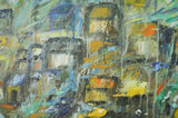 Contemporary Abstract Impressionism painting - The City at the Ocean I