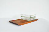 Danish Modern Teak Serving Tray with Glass Bowls by Wiggers, Denmark, 1960s