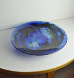 Glass dish by Tróndur Patursson, Whale in blue colors