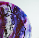 Glass dish by Tróndur Patursson, Whale in red and purple colors