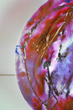 Glass dish by Tróndur Patursson, Whale in red and purple colors