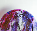 Glass dish by Tróndur Patursson, Whale in red and purple colors