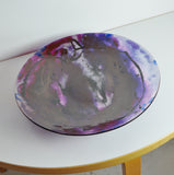 Glass dish by Tróndur Patursson, Whale in red and purple colors