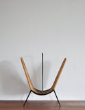 Danish Mid-Century Rattan Magazine Rack attributed to Carl Auböck, 1960s