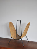 Danish Mid-Century Rattan Magazine Rack attributed to Carl Auböck, 1960s