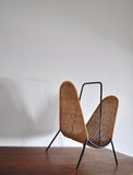 Danish Mid-Century Rattan Magazine Rack attributed to Carl Auböck, 1960s